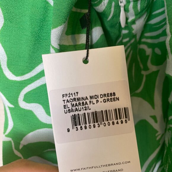 NWT Faithfull the Brand Taormina Halter Sleeveless Floral Midi Dress Green White - Picture 8 of 9